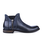 Double Zipper Chelsea Ankle Boot // Navy Blue (Euro: 39)