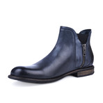 Double Zipper Chelsea Ankle Boot // Navy Blue (Euro: 39)