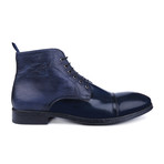 Contrast Patent Cap-Toe Boot // Navy Blue (Euro: 39)