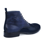 Contrast Patent Cap-Toe Boot // Navy Blue (Euro: 39)