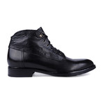 Textured + Smooth Leather Lace-Up Ankle Boot // Black (Euro: 41)