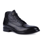 Textured + Smooth Leather Lace-Up Ankle Boot // Black (Euro: 41)