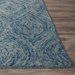 Modern Abstract Feathers Wool Area Rug // Blue (2'L x 3'W)