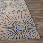 Modern Geometric Microscopic Wool Area Rug // Ivory + Blue (2'L x 3'W)