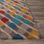 Modern Geometric Aerial Wool Area Rug // Multi (2'L x 3'W)