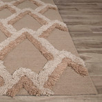 Modern Geometric Feathers Pattern Wool Area Rug // Neutral + Tan (2'L x 3'W)