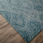 Modern Abstract Feathers Wool Area Rug // Blue (2'L x 3'W)