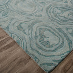 Modern Abstract Microscopic Pattern Wool Area Rug // Blue (5'L x 8'W)