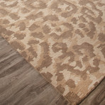 Modern Animal Print Pattern Wool Area Rug // Brown (2'L x 3'W)