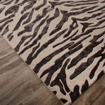 Modern Animal Print Pattern Wool + Viscose Area Rug // Black (2'L x 3'W)