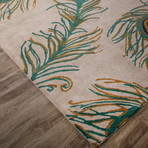 Modern Animal Print Feathers Wool + Viscose Area Rug // Green (2'L x 3'W)