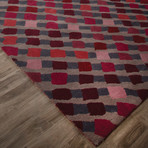 Modern Geometric Aerial Wool Area Rug // Purple (2'L x 3'W)