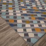 Modern Geometric Aerial Wool Area Rug // Blue (2'L x 3'W)