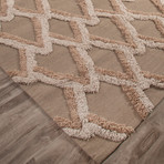 Modern Geometric Feathers Pattern Wool Area Rug // Neutral + Tan (2'L x 3'W)