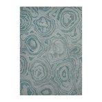 Modern Abstract Microscopic Pattern Wool Area Rug // Blue (5'L x 8'W)