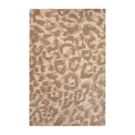 Modern Animal Print Pattern Wool Area Rug // Brown (2'L x 3'W)