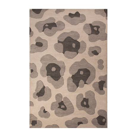 Modern Animal Print Pattern Wool Area Rug // Gray (2'L x 3'W)