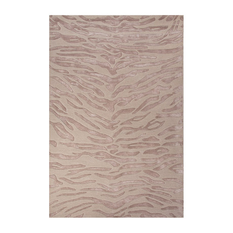 Modern Animal Print Pattern Wool + Viscose Area Rug // Ivory + White (2'L x 3'W)