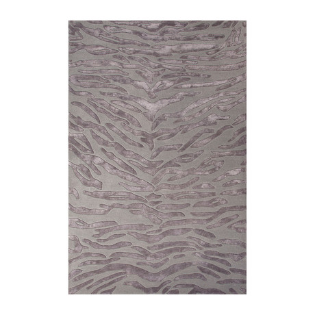 Modern Animal Print Pattern Wool + Viscose Area Rug // Gray (2'L x 3'W)