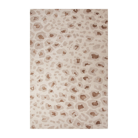 Modern Animal Print Pattern Wool + Viscose Area Rug // Brown (2'L x 3'W)