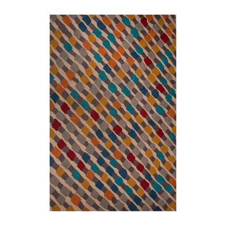 Modern Geometric Aerial Wool Area Rug // Multi (2'L x 3'W)