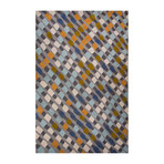 Modern Geometric Aerial Wool Area Rug // Blue (2'L x 3'W)