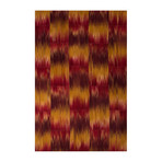 Flat-Weave Abstract Feathers Pattern Wool Area Rug // Red (2'L x 3'W)