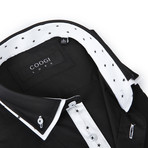 Coogi // Button-Up Shirt + Star Contrast Detail // Jet Black (XL(NECK:17.5"-18"))