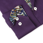 Button-Up Shirt + Paisley Detail // Deep Purple (M(NECK:15.5"-16"))