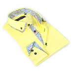 Button-Down Shirt + Paisley Detail // Bright Yellow (M(NECK:15.5"-16"))