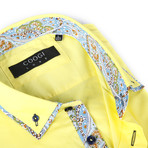 Button-Down Shirt + Paisley Detail // Bright Yellow (XL(NECK:17.5"-18"))