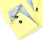 Button-Down Shirt + Paisley Detail // Bright Yellow (M(NECK:15.5"-16"))