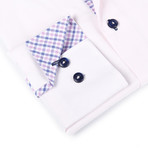 Button-Up Shirt + Plaid Detail // Pink (L(NECK:16.5"-17"))