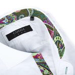 Button-Up Shirt + Paisley Detail // White (M(NECK:15.5"-16"))