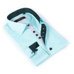 Button-Up Shirt + Contrast Paisley Detail // Bright Seafoam (L(NECK:16.5"-17"))