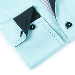 Button-Up Shirt + Contrast Paisley Detail // Bright Seafoam (L(NECK:16.5"-17"))