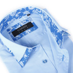 Button-Up Shirt + Paisley Detail // Light Blue (XL(NECK:17.5"-18"))