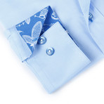 Button-Up Shirt + Paisley Detail // Light Blue (M(NECK:15.5"-16"))