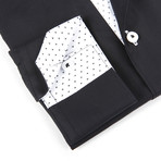 Button-Up Shirt + Contrast Polka Dot Detail // Jet Black (2XL(NECK:18.5"-19"))