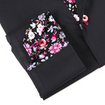 Button-Up Shirt + Mini Floral Detail // Jet Black (2XL(NECK:18.5"-19"))