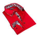 Button-Up Shirt + Paisley Detail // Chili Pepper (XL(NECK:17.5"-18"))