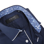 Coogi // Button-Up Shirt + Mini Floral Detail // Deep Navy (M)