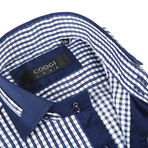 Button-Up Shirt + Collar Detail // Navy Check (M(NECK:15.5"-16"))