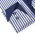 Button-Up Shirt + Collar Detail // Navy Check (XL(NECK:17.5"-18"))