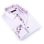 Coogi // Button-Up Shirt + Mini Floral Detail // Lavender Stripe (M(NECK:15.5"-16"))