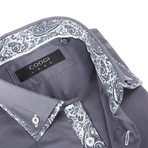 Button-Up Shirt + Paisley Detail // Steel (S(NECK:14.5"-15"))