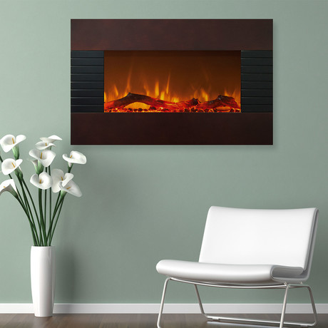 Northwest Electric Fireplace + Wall Mount + Floor Stand // Mahogany