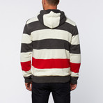 Hooded Lined Striped Sweater // Cream (M)