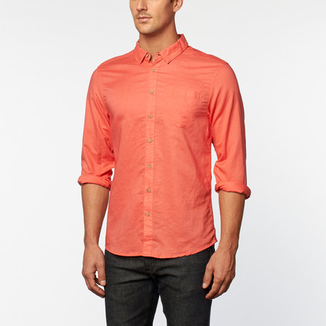 Linen Cotton Blend Shirt // Salmon (S)