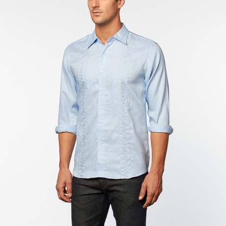 Linen Embroidered Shirt // Blue (S)